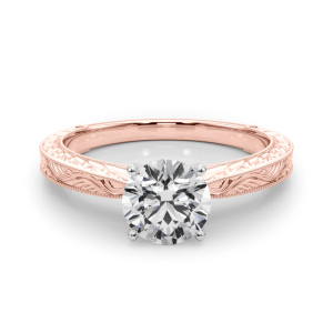 Baldehiua Lab-Created Diamond Rose Gold 4 Prong Classic Solitaire Engagement Ring