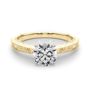 Baldehiua Lab-Created Diamond Yellow Gold 4 Prong Classic Solitaire Engagement Ring