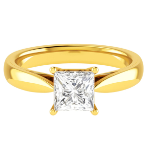 Candis Lab-Created Yellow Gold 4 Prong Solitaire Diamond Ring