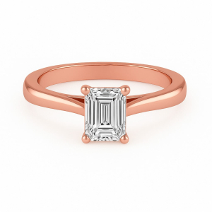 Breigh Natural Diamond Rose Gold 4 Prong Classic Solitaire Engagement Ring