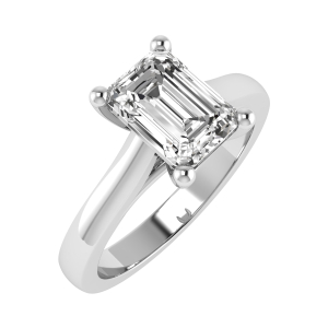 Emerald Cut V Setting 4 Claw Solitaire Engagement Ring