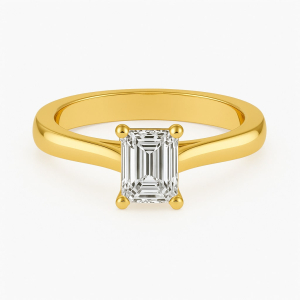 Breigh Natural Diamond Yellow Gold 4 Prong Classic Solitaire Engagement Ring