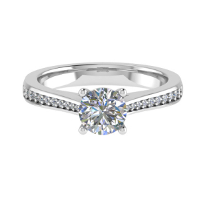 Dannielle Lab-Created Diamond Rose Gold 4 Prong Side Stone Engagement Ring