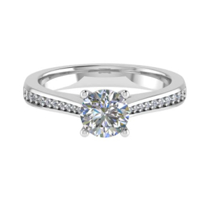 Dannielle Lab-Created Diamond Round cut 4 Prong  Side Stone Engagement Ring