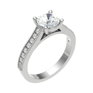 Chestina Lab-Created Diamond Rose Gold 4 Prong Side Stone Engagement Ring