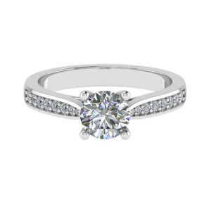 4 Claw Classic Round Diamond Side Stone Engagement Ring
