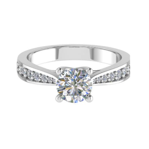 Courtlin Lab-Created Diamond 4 Prong Side Stone Engagement Ring