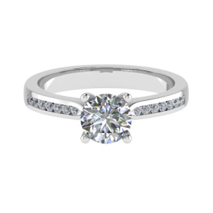 4 Claw Side Stone on Shoulder Diamond Engagement Ring