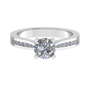Crissy Lab-Created Diamond 4 Prong Side Stone Engagement Ring