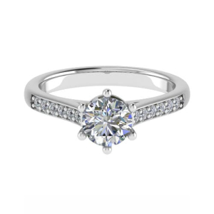  Cheri Lab-Created Diamond 6 Prong Side Stone Engagement Ring