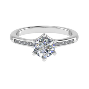  Cleona Lab-Created Diamond 6 Prong Side Stone Engagement Ring