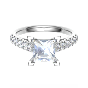 Cailyn Lab-Created Diamond Princess cut 4 Prong  Side Stone Engagement Ring