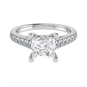 Celie Lab-Created Diamond 4 Prong Side Stone Engagement Ring