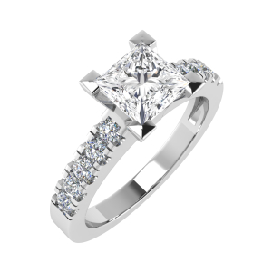  Chelsi Lab-Created Diamond 4 Prong Side Stone Engagement Ring