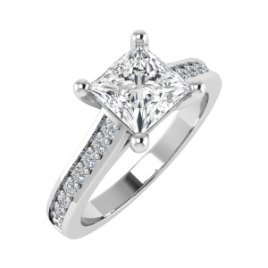  Carmia Lab-Created Diamond 4 Prong Side Stone Engagement Ring