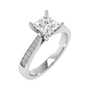  Carien Lab-Created Diamond 4 Prong Side Stone Engagement Ring