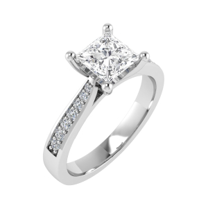 Single Row Tapered Shoulder Side Stone Engagement Ring From 0.20-3.00 Carat