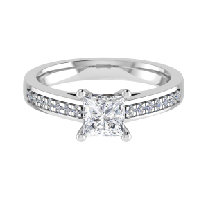 Codier Lab-Created Diamond 4 Prong Side Stone Engagement Ring
