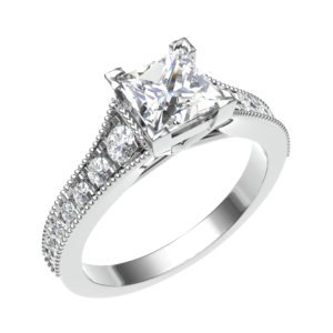 Cyrah Lab-Created Diamond 4 Prong Side Stone Engagement Ring