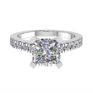 Sandra Brilliant Round Side Stone Engagement Ring