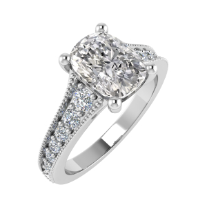 Thea Reverse Tapering Cushion Cut Side Stone Engagement Ring