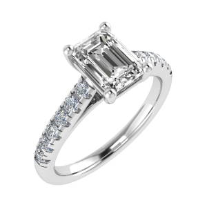 Stella Emereld Cut Side Stone Engagement Ring