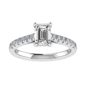 Stella Emereld Cut Side Stone Engagement Ring