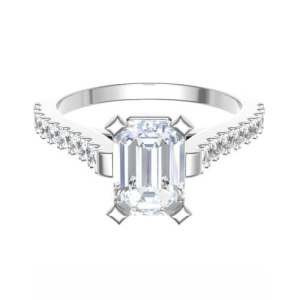 Ophelia Emereld Cut Side Stone Engagement Ring