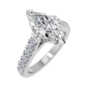 Caeli Lab-Created Diamond Rose Gold 4 Prong Side Stone Engagement Ring