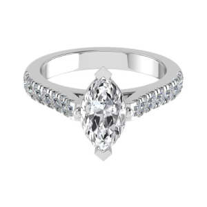 Caeli Lab-Created Diamond Marquise cut 4 Prong  Side Stone Engagement Ring