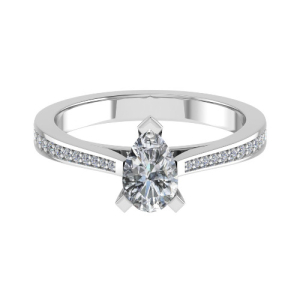 Calla Natural Diamond Rose Gold 3 Prong Side Stone Engagement Ring