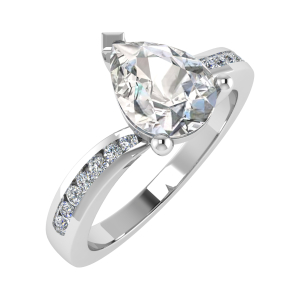 Tessa Pear Shaped Twisted Shoulder Side Stone Engagement Ring From 0.20-3.00 Carat