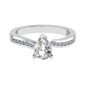 Tessa Pear Shaped Twisted Shoulder Side Stone Engagement Ring From 0.20-3.00 Carat