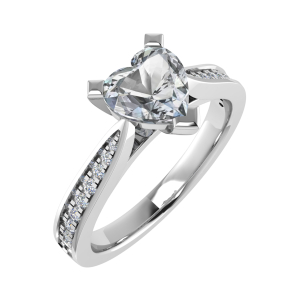 Jacqueline Heart Shaped Centre And Round Side Stone Engagement Ring