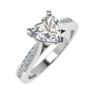 Natalia Lab-Created Diamond Heart cut 3 Prong  Side Stone Engagement Ring