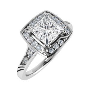 Saskia Lab-Created Double Prong Cluster Diamond Ring