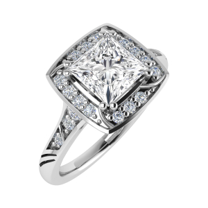 Saskia Double Claw Halo Engagement Ring 