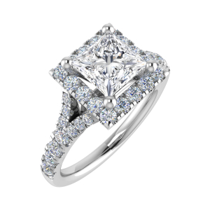 Pearly Lab-Created 4 Prong Cluster Diamond Ring