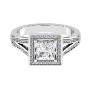 Lavinia Lab-Created Princess cut 4 Prong  Cluster Diamond Ring