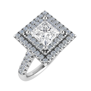Magdaline Double Halo With Side Stone Engagement Ring 