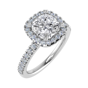 Serena Single Row Halo Engagement Ring 