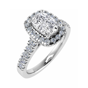 Liliana Single Row 4 Claw Halo Engagement Ring 