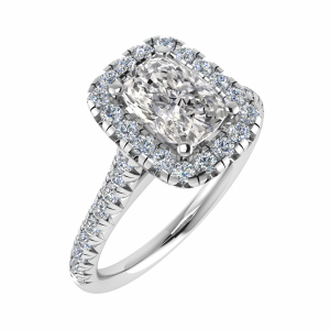 Katherine Single Row 4 Claw Halo Engagement Ring From 0.20-3.00 Carat