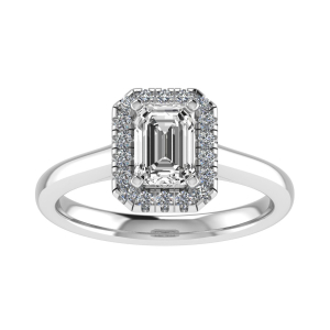 Raya Emerald Cut Halo Engagement Ring