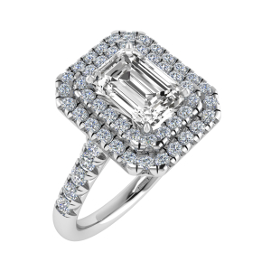 Layla Emerald Cut Double Halo Engagement Ring