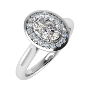 Maria Oval Cut Tapered Shoulder Halo Engagement Ring