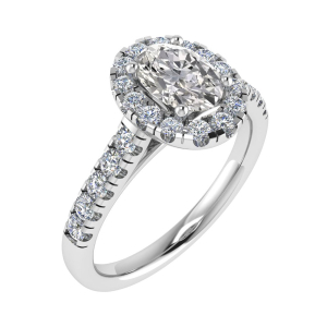 Luz Oval Cut 4 Claw Halo Engagement Ring