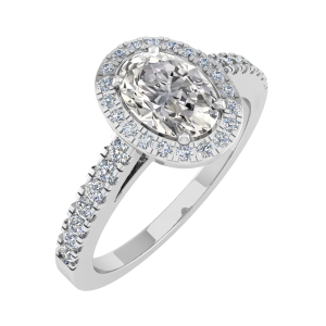 Jayden Oval Cut Grain Designed Side Stone Halo Engagement Ring