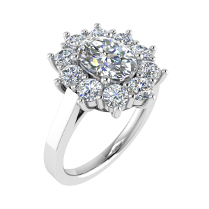 Lottie Oval Cut Flower Style Halo Engagement Ring