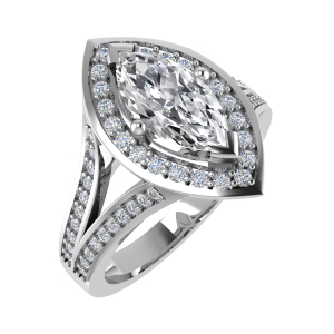 Orla Marquise Cut Split Shoulder Halo Engagement Ring